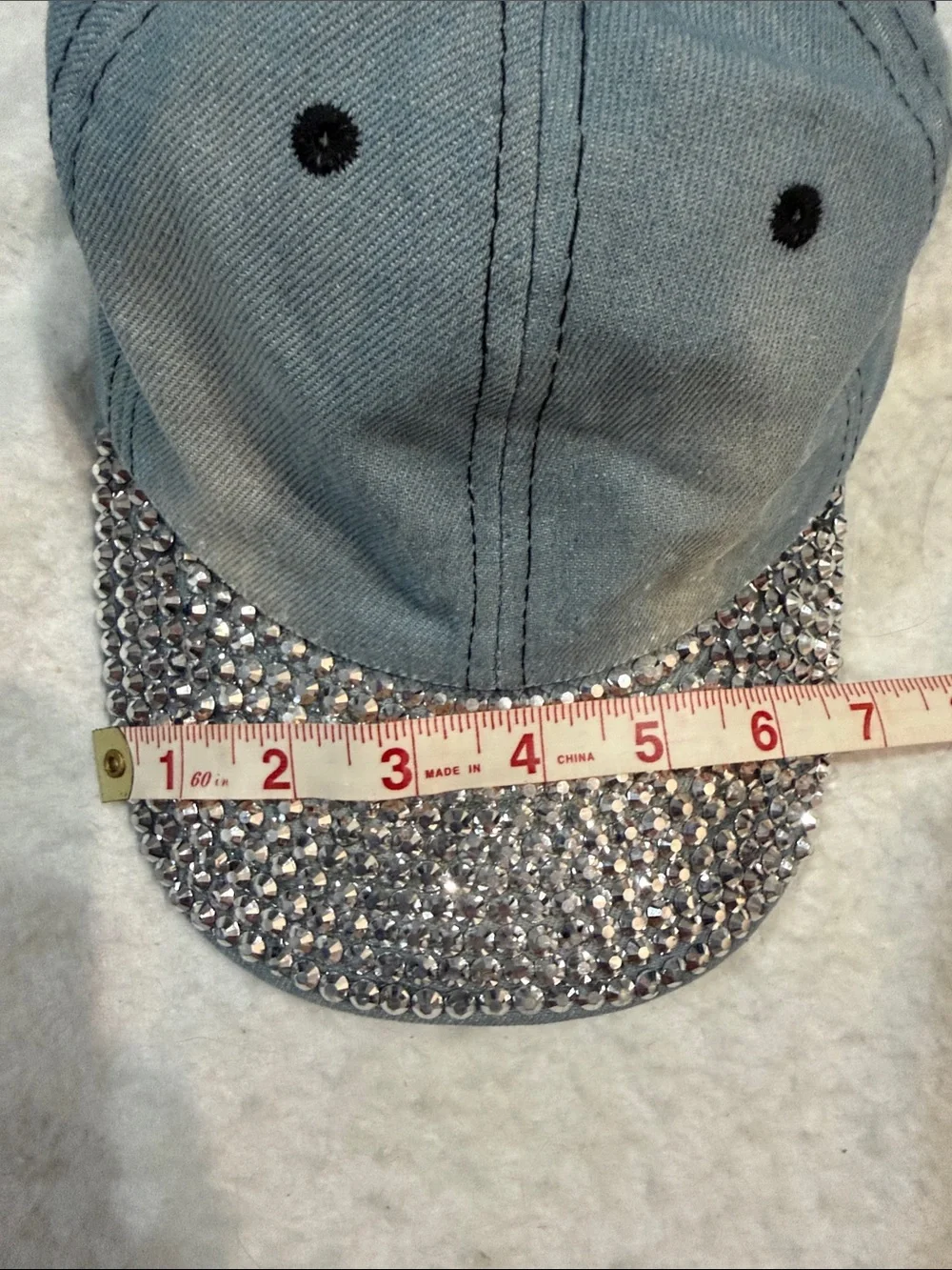 Crystal-Embellished Denim Visor Cap - Women's Accessories